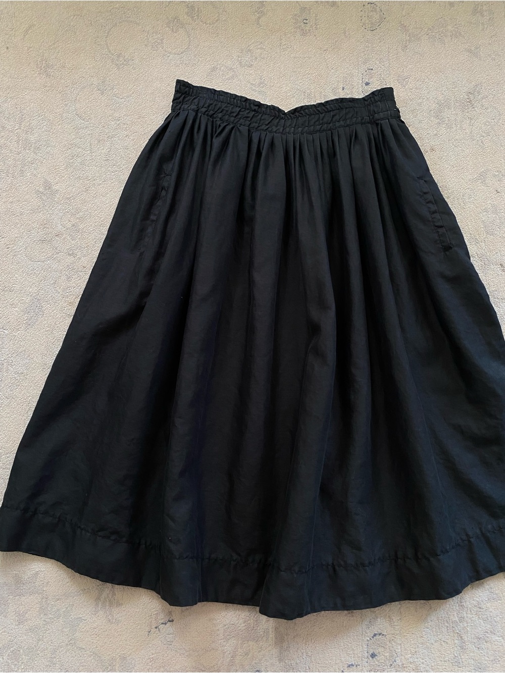 Gene Ewing for Neiman Marcus Luxury 100% Linen Vintage Midi Skirt Pockets Large